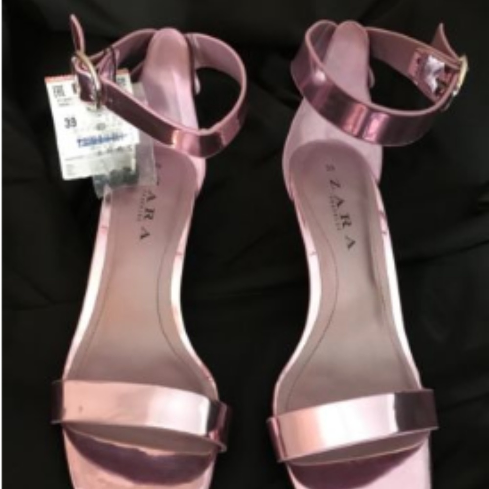 Zara Women Abierto Tac Pink Metallic Sandals